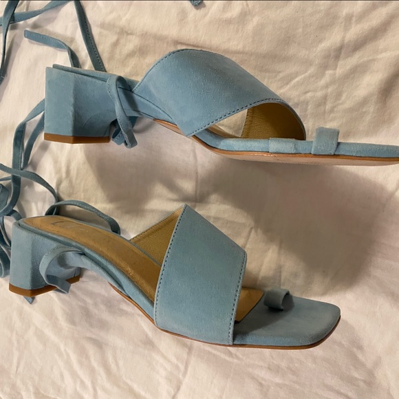 E8 Miista Wrap Heel Sandals - Baby Blue Suede - size US6 - Picture 2 of 4